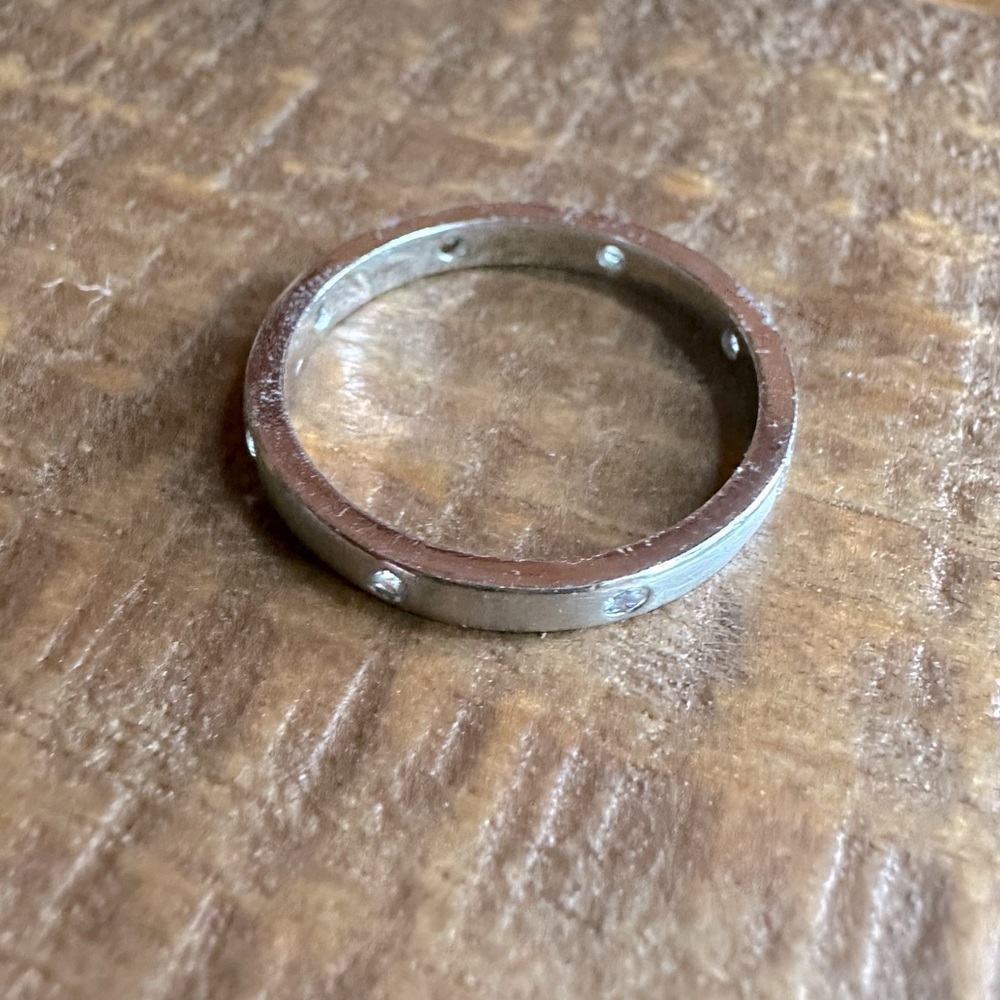 Silvertone & CZ Dainty Contemporary Stack Ring by Park Lane Jewelry - Picture 3 of 6